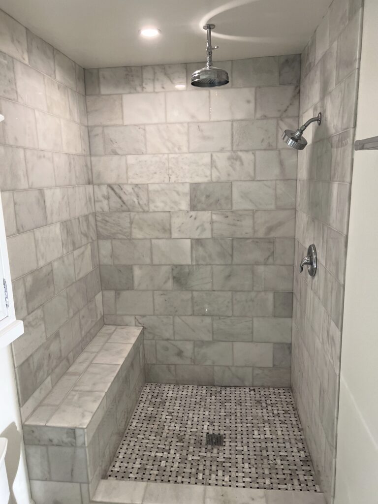Tarrytown Austin bathroom remodel with shower tile, updated plumbing fixtures, and finish work